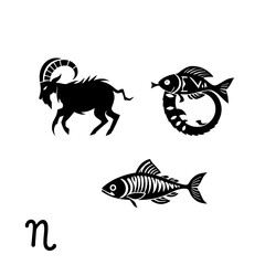 Zodiac Symbols Aries Pisces and Fish