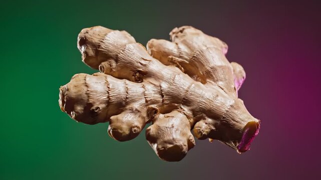 Ginger Root Close Up on Vibrant Background