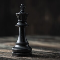 A black chess set on a wooden table, symbolizing the strategic and competitive aspects of the game