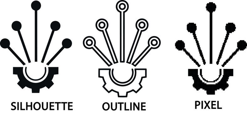 Illustrator eps file containing various icons related to data network and technical settings
