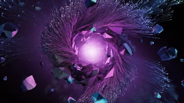 Vibrant Cosmic Explosion Purple Galaxy Abstract Art Digital