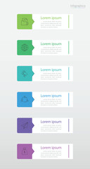 Infographic 6 options design elements for your business data. Vector Illustration.