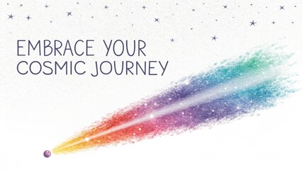 Colorful cosmic journey with stars and text