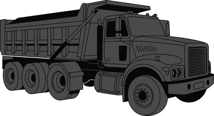 Large dump truck, heavy-duty vehicle, construction transport, industrial machinery, realistic vector, rugged wheels, cargo bed, mining equipment, clipart © Creative Art