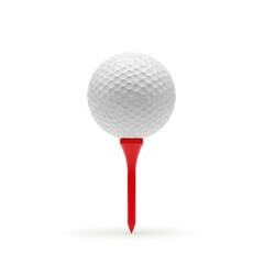 Single golf ball on a red tee