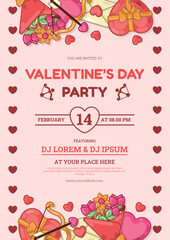 Valentine's Day Party Invitation with Hearts Border Decoration