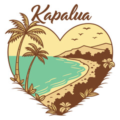 Obraz premium Kapalua Coastal Escape – Heart-Shaped Tropical Beach Scene