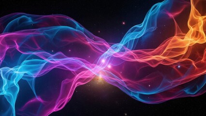 Fototapeta premium Vibrant cosmic nebula with flowing multicolored gas streams in deep space