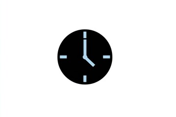 Simple black clock face with light blue hands