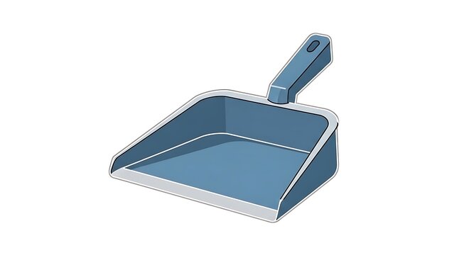 Blue Dustpan with Handle on White Background. - Powered by Adobe