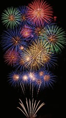 Fototapeta premium Colorful fireworks lighting up the night sky during a celebration or festive event