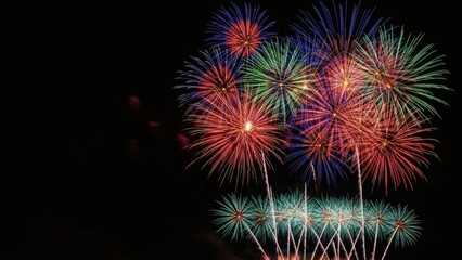 Fototapeta premium Spectacular Display of Vibrant Fireworks Lighting Up the Night Sky During a Festive Celebration or Special Event