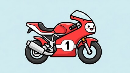 Fototapeta premium Red Racing Motorcycle with Smiling Face.