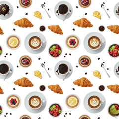 Caf&eacute; Food Including Croissants Background