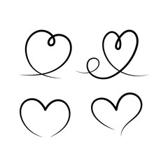Calligraphy Style Hearts Set