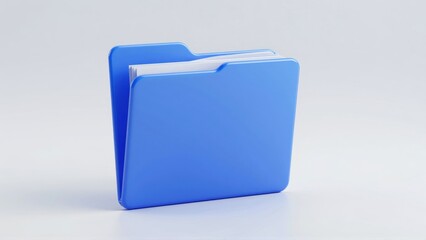 Blue folder with documents on white background
