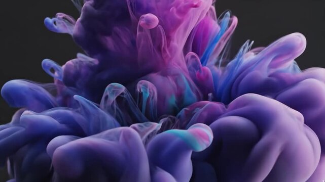 Abstract blue and magenta ink diffusion in liquid