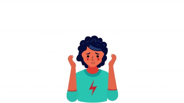 Headache. Stress animation, alpha channel. Cartoon