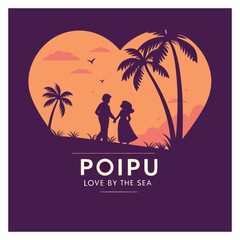 Poipu Sunset Romance &ndash; Heart-Shaped Tropical Love Scene