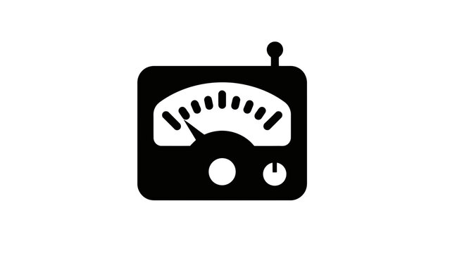 Simple black geiger counter icon on white background