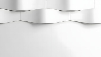 Abstract white wall design featuring a repeating undulating pattern of geometric shapes and modern architecture