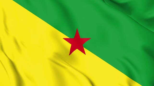 Realistic French Guiana Flag Waving, 4K Loop, South America Space Center News