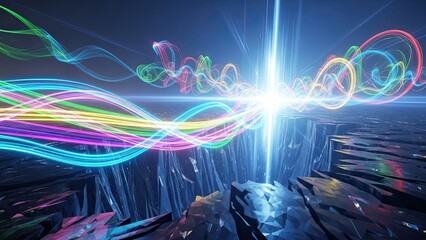 Vibrant Light Trails and Abstract Energy Streams in a Futuristic Digital Display