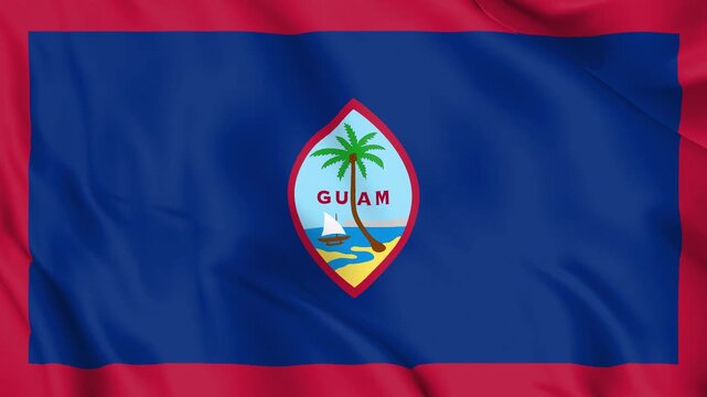 Realistic Guam Flag Waving, 4K Seamless Loop, US Territory & Pacific Military