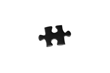 Classic Four-Arm Puzzle Piece – Black Jigsaw Segment with Balanced Tabs and Sockets on White Background, Symbol of Perfect Fit, Teamwork, Cooperation, Unity and Problem Solving

