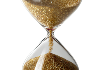 Golden Sand Hourglass on Gray Background