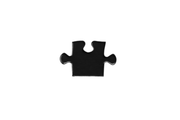 Top-Edge Puzzle Piece Isolated on White Background – Black Jigsaw Segment with Twin Tabs and Central Socket, Symbol of Connection, Structure, Planning, Strategy and Problem Solving Concept

