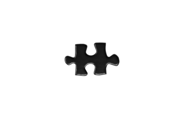 Horizontal Double-Tab Puzzle Piece – Black Jigsaw Segment Isolated on White Background, Symbol of Link, Bridge, Connection Between Ideas, Collaboration and Problem Solving

