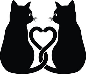Two black cats forming a heart shape
