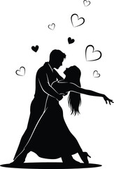 Couple dancing with hearts