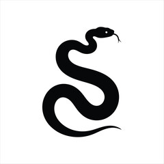 Fototapeta premium A striking black silhouette of a coiled snake in a minimal design