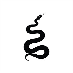 Obraz premium A striking black silhouette of a coiled snake design illustration