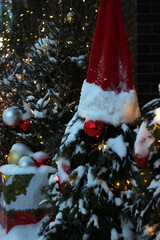 Toy Santa Claus made from a Christmas tree and hat