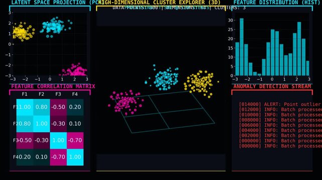 Multidimensional Data Analysis Interface with Clustering and Anomaly Detection Visualization