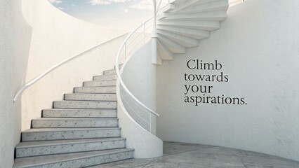 Modern white spiral staircase inviting upward climb