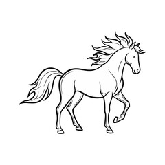 Obraz premium Elegant horse illustration in a dynamic pose, showcasing its powerful physique and flowing mane and tail
