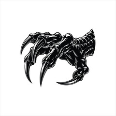 Detailed black silhouette of a dragon claw with sharp curved talons