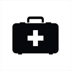 Black silhouette of a first aid kit medical icon design