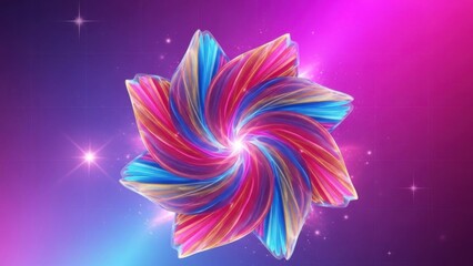 Vibrant Multicolored Abstract Swirl with Cosmic Background and Sparkling Lights
