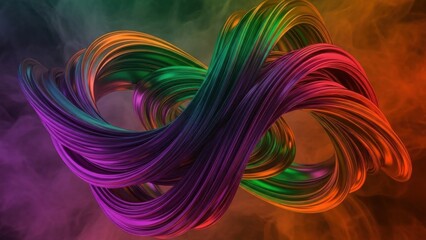 Vibrant multicolored abstract swirling ribbons creating dynamic visual effects