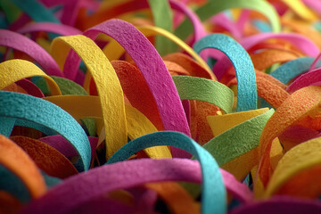 Vibrant curved strips in a colorful abstract pattern