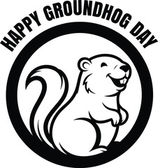 Obraz premium Happy groundhog day celebration with smiling groundhog