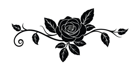 vintage rose ornament with curved stems and petals