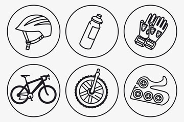 Essential cycling gear isolated on white background, Vector