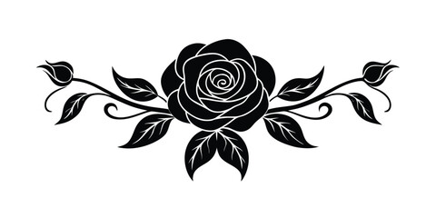 vintage rose ornament with curved stems and petals