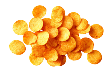 Crispy Potato Chips on White Background